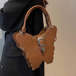 Evening Bags Vintage Butterfly Shoulder Bag For Women Pu Leather Ladies Crossbody Fashion Cool Female Handbags Tote With Zipper