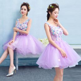 Party Dresses Light Purple Short Prom Lady Girl Women Princess Bridesmaid Robe Graduation Banquet Ball Dress Formal Gown