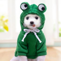 Dog Apparel Pet HoodieDog Basic Sweater Coat Cute Frog Shape Warmer Winter Jacket Cat Christmas Clothes Outfit Outerwear Halloween 231115