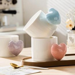 Mugs Cute Girl Heart Ceramic Cup Couple Coffee Mug High-value Water Three-dimensional Love Afternoon Tea Milk Peach