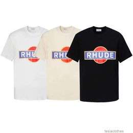Designer Fashion clothing Luxury Tees TShirts Rhude Niche Trendy Br Minimalist Printed Short Sleeved American High Street Vintage Loose Casual Pure Cotton Couple T