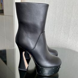 Novas botas de moda top designer sapatos de couro genuíno salto alto ao ar livre antiderrapante botas quentes plataforma impermeável sapatos sexy sapatos de banquete feminino sola de borracha