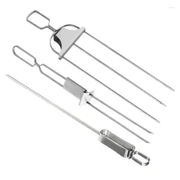 Tools Forks For Cooking Portable Barbecue Food With Pusher Stainless Steel BBQ Grill Sticks Parties