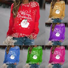 Womens Hoodies Sweatshirts Round Neck Long Sleeved Merry Christmas Santa Cut off Sweaters Women Lavender Sweatshirt Fleece Shirt Jacket 231115