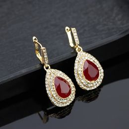 Stud Neovisson Vintage Rhinestone Ladies Drop Earring Turkish Retro Gold Colour Crystal Women Earrings Ethnic Jewellery 231115