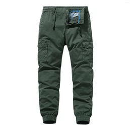 Men's Pants Male Cargo Trousers Cascal Large Size Solid Color Tie Side Multi Pockets Long Pant Mens Sweatpants With Pangs