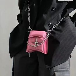 Evening Bags Y2K Vintage Korean Small Chain Shoulder Bag Flap Clutch Purse Handbags Pink PU Leather Gothic Cross Girls Crossbody Ladies Bags 231116