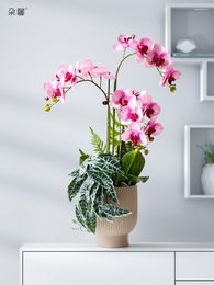 Decorative Flowers Butterfly Orchid Chinese Style Simulation Flower Potted The Finished Product Desktop Decoration Fake Home