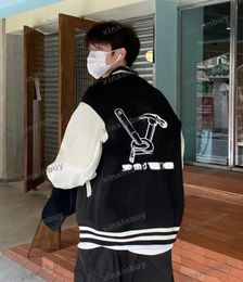 xinxinbuy Men designer Coat Jacket Mixed Tool Letter Embroidery long sleeves women white khaki Black blue XS-2XL