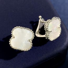 Designer Luxury Stud Earring Clover Flower Diamond Cuff Earrings Brand Trends Van Stud Woman Fashion Ear Clip Jewellery Women Gold Earing Cjeweler yrtwe