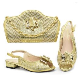 Dress Shoes Est African Fashion Woman And Bag Set For Wedding Latest Italian Design Matching In Golden Color