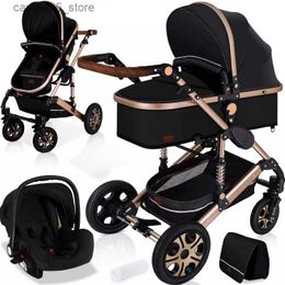 Strollers# 3 in 1 baby stroller multifunctional Shock absorption Newborn Carriage Can sit or lie down Luxury High Landscape baby pram Q231116