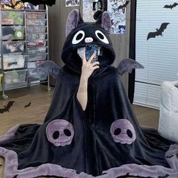 Women's Sleep Lounge Kaii Cartoon Bat Y2k Plush Pyjamas Anime Cloak Sleepwear Come Halloween Cloak For Adults Winter Pyjamas Women Blanket Cape zln231116