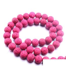 Charms 48Pcs/Lot 8Mm Colourf Lava Stone Volcanic Rock Round Loose Beads Ball Diy Essential Oil Diffuser Jewelry Bracelet Mak Dhgarden Dhk1B