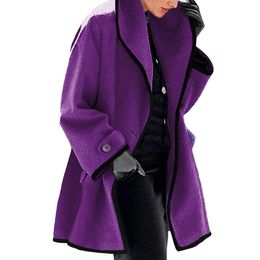 Women's Fur Faux Winter Women Fleece Trench Woollen Coat Outwear Top Warm Baggy Big Collar Solid Colour Jacket Overcoat Woman Clothing 231115