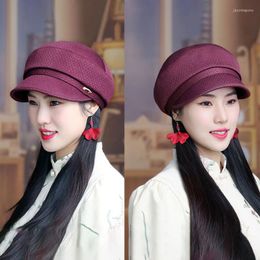 Berets Women Short Brim Beret Hat Foldable Earflap Visor Cap Ladies Solid Colour Summer Autumn Flat Daily Clothing