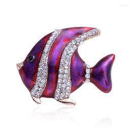 Brooches High-grade Joker Clothing Selling Han Edition Drip Stripe Fish Set Auger Alloy Brooch Painting Between Ten