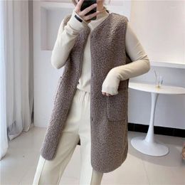 Women's Vests 2023 Lamb Hair Vest Mid Length Autumn/Winter Fur Integrated Fashion Versatile Warm Mom Sweater Tank Top