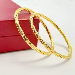 Bangle Womens Hand Bracelets Gold Colour Twisted Round Circle Cuff Bangle 60mm Pulsera Wedding Jewellery Accessories Party Gifts Bijoux 231116