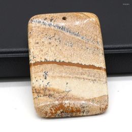 Pendant Necklaces Natural Picture Stone Rectangle Agates Charms For Making DIY Jewerly Necklace Accessories