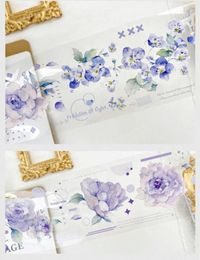 Gift Wrap Vintage Pale Blue Floral Washi PET Tape For Planner Card Making DIY Scrapbooking Plan Decorative Sticker