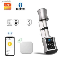 Smart Lock Smart Lock Tuya APP Fingerprint Cylinder Lock Biometric Smart Electronic Door Lock Digital Keypad Keyless LockL231116