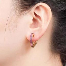 Stud Earrings Exquisite Korean Style Heart-shaped Rose Gold Color Micro-paved Cubic Zircon Fashion Women's Jewelry Gifts