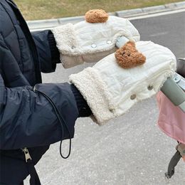 Stroller Parts 1 Pair Korean Baby Cart Warm Gloves Thicken Cartoon Kids Handle Antifreeze Golve Winter Autumn For Mother