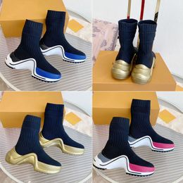 Women Archlight Knit Socks Sports Shoes Stylish elaborate banquet party design wave bottom knit upper sporty allure daddy sock Designer Casual Shoes