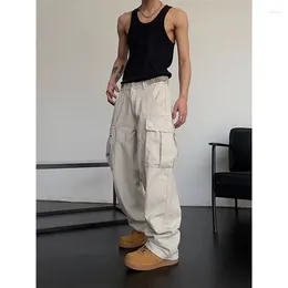 Men's Pants Heavy Cotton Overalls Wide Leg European And American Street High Waist Slim Hiphop Big Mouth Bag