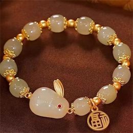 Chain Lucky Red Bead Rabbit Bracelet for Women Exquisite Chinese Style Blessing Pendant Valentines Day Jewelry Gift 231116