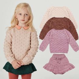 Pullover Toddler Baby Girl Sweaters Popcorn Knit Sweater Girls Knitwear for Clothes Autumn Winter 231115