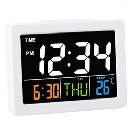 Wall Clocks Color Large Screen Desk Alarm Clock With Temperature Date Display