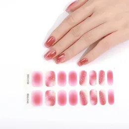 Nail Art Kits 16pcs Semi Cured Gel Nails Sliders Manicure Decor For UV LED Lamp Full Cover Sweet DIY Women Fashion Decoration