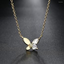 Chains Korean Fashion Butterfly Pendant Necklace Women Dainty Gold Colour Collarbone Chain Zircon Choker Neck Jewellery Wholesale