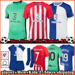 23-24 Atletico Madrids soccer jerseys GRIEZMANN 120th anniversary 23/24 MORATA M.LLORENTE KOKE SAUL Correa LEMAR player football shirt men kids kit sets uniforms 4XL