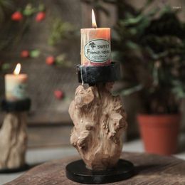 Candle Holders Retro Natural Root Carving Holder Home Decoration Wood Candlestick Ornaments Creative American Scented Gift