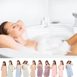 Towel Shower Wrap For Women Soft Wearable Bath Water-Absorbing Bowknot Coral Fleece Skirt Hair Towels