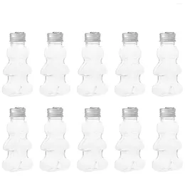 Vases 10 Pcs Christmas Bottle Style Candy Jars Water Bottles Empty Milk Tea Plastic Caps Gingerbread Portable Sealing Juice