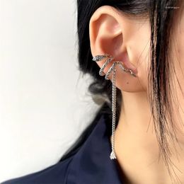 Backs Earrings 1 Pc Snake Ear Clip Tassel No Piercing Punk Crystal Chain Cuffs For Women EarClip Jewellery