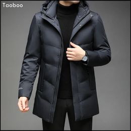 Men's Down Parkas Taoboo Anime Winter Jacket Men Overcoat Thicken Warm Coat Men's Jackets Solid Color Hoodies Male Casual Business Down Jacket 231116