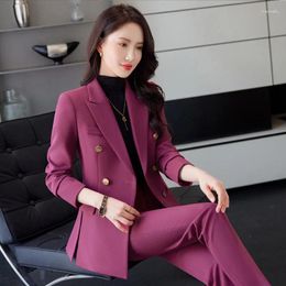 Women's Two Piece Pants Autumn Winter Blazers Feminino For Women Formal Professional Business Work Wear Pantsuits Office Ladies Outfits