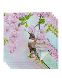 Table Napkin 4pcs Flower Hummingbird Oil Painting Square 50cm Wedding Decoration Cloth Kitchen Dinner Serving Napkins