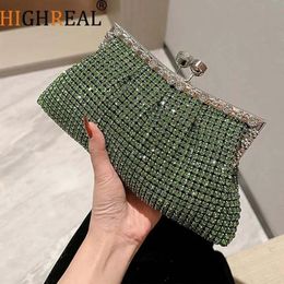 Evening Bags HIGHREAL Luxury Clutch Bag Dress Wedding Bride Handbag Shiny Design Party Banquet Lady Portable Purse 231115