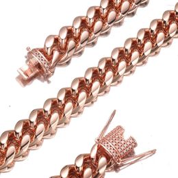 Chains High Quality Width 10mm/14mm Stainless Steel Rose Gold Colour Miami Cuban Chain Men Woman Curb Link Necklace Various Sizes