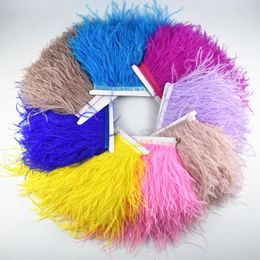 Other Event Party Supplies 1Meter 8 10CM Ostrich Feather Trim for Skirt White Feathers on Tape Ribbon Crafts Decorations Clothes 231116