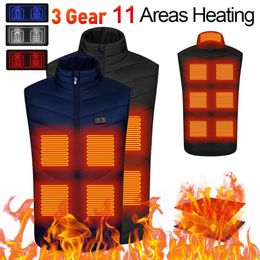 Men's Vests 11 Places Heated Vest Men Women Electric Heating Vest Usb Heated Jacket Heated Vest Bodywarmer Heated Jacket Winter S-4XL 231116