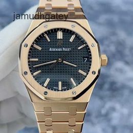 AP Swiss Luxury Watch Royal Oak Series 15500or Gold Shell Gold Belt Black Plate Large Three Pin Calendar Display Automatic Mechanical Men's Watch with 19 Warranty