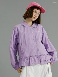 Women's Jackets Fashion Original Niche Design Women's Purple Coat Loose Windproof Outwear Wooden Ears Sweet Preppy Style 2023 Spring