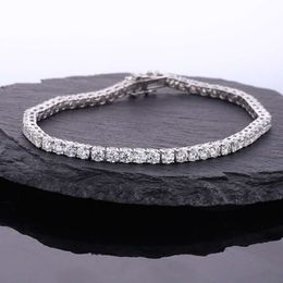 starsgem ready to ship VVS round shape 3mm Colourless loose moissanite diamond 14k solid gold tennis bracelet